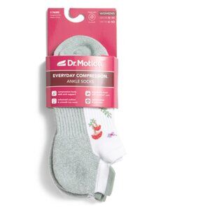 DR MOTION White 2pk Mushroom Floral Ankle Socks
